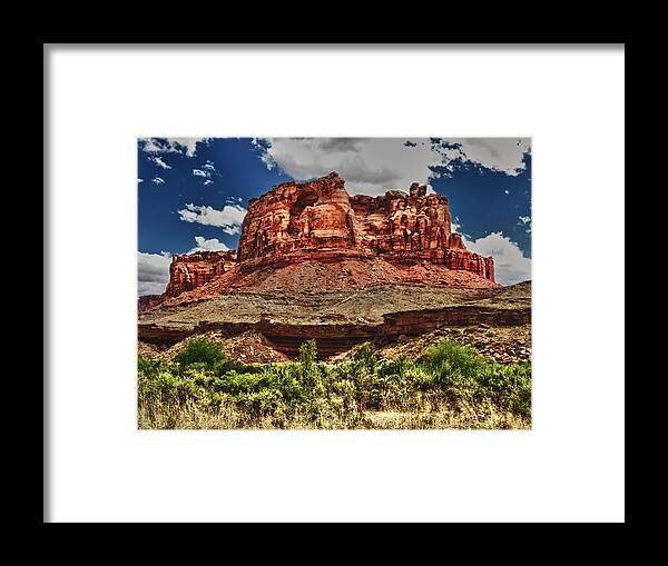 High Framed Print featuring the digital art Red Butte by Gary Baird