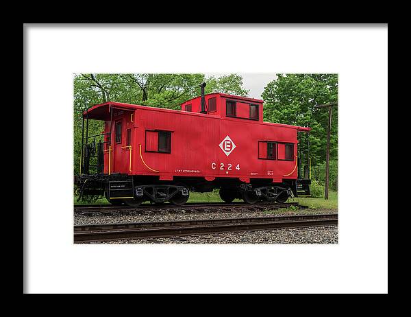 Terry D Photography Framed Print featuring the photograph Red Caboose C224 New Jersey by Terry DeLuco
