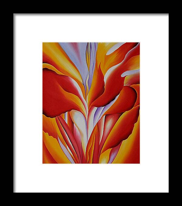 Red Framed Print featuring the painting Red Canna by Georgia OKeefe