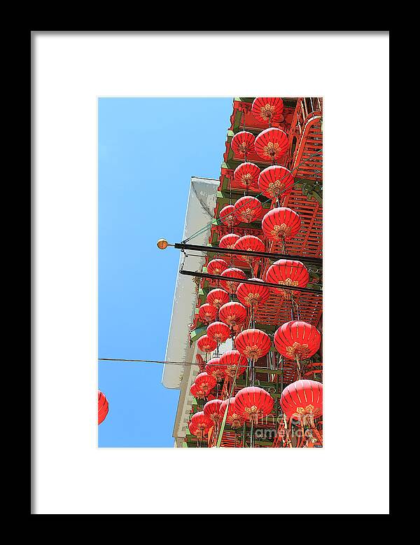 Red Framed Print featuring the painting Red Chinese Lanterns by Jeanette French
