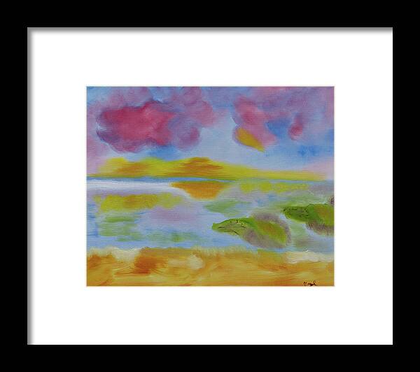 Rose Sunset Framed Print featuring the painting Cherry Sunset by Meryl Goudey