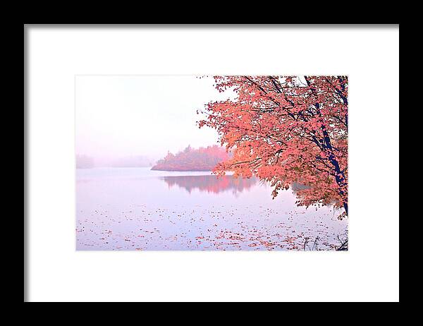 Pocono Mountains Pa. Framed Print featuring the digital art Red Dawn by Mike Flake