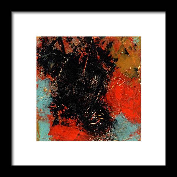 Abstract Framed Print featuring the painting Red Dragon 2 by Marcy Brennan