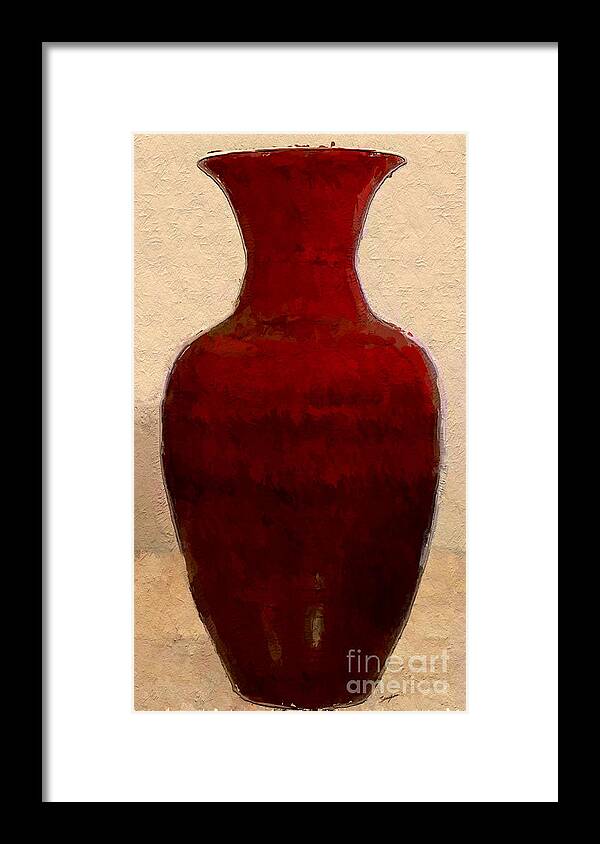 Anthony Fishburne Framed Print featuring the digital art Red floor vase by Anthony Fishburne
