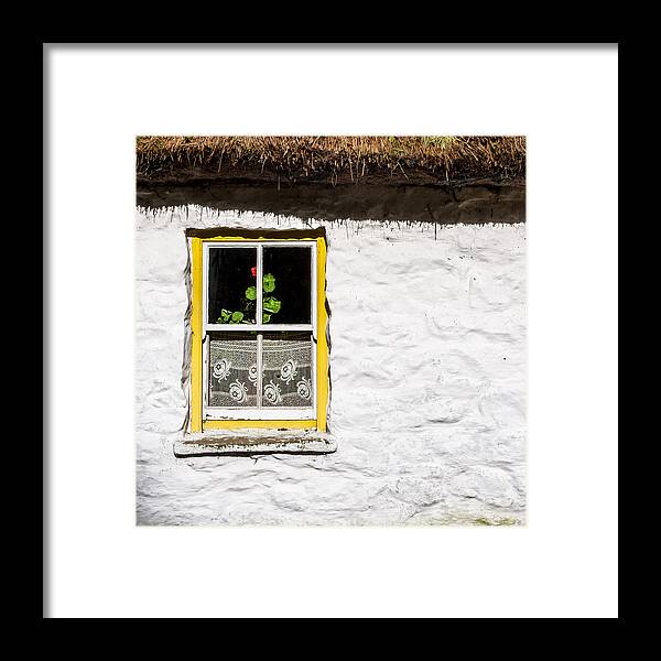 Ireland Framed Print featuring the photograph Red flower cottage by Nigel R Bell