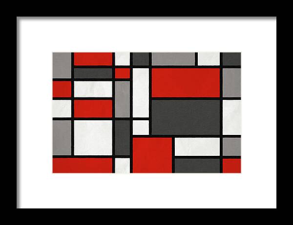 Mondrian Framed Print featuring the digital art Red Grey Black Mondrian Inspired by Michael Tompsett