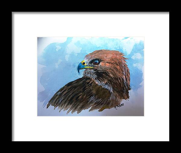 Birds Framed Print featuring the painting Red Hawk by Michele Turney