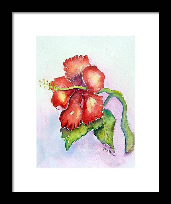 Hibiscus Framed Print featuring the painting Red Hibiscus by Patricia Piffath