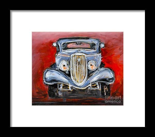 Ford Framed Print featuring the painting Red Hot Rod by Alan Metzger