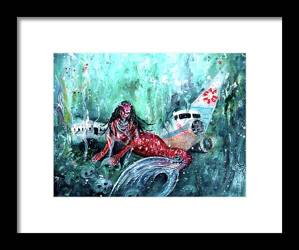 Into Deep Framed Print featuring the painting Red Jean by Miki De Goodaboom