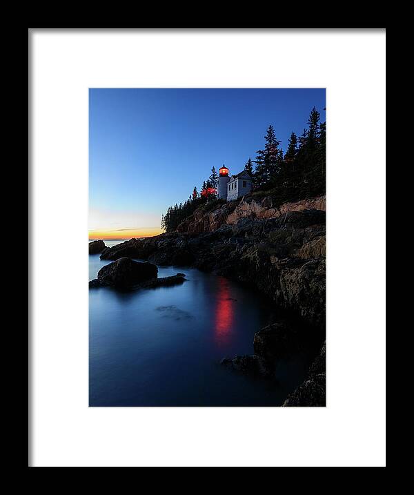 Bass Harbor Head Lighthouse Framed Print featuring the photograph Red Light by Rob Davies