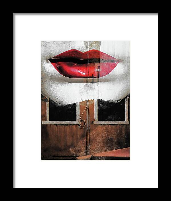Lips Framed Print featuring the photograph Red lips and old windows by Gabi Hampe