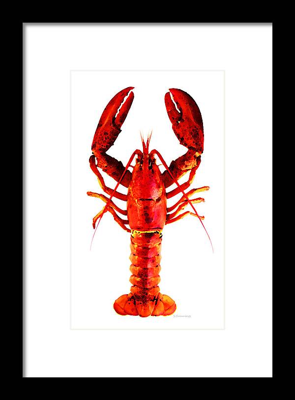 Lobster Framed Print featuring the painting Red Lobster - Full Body Seafood Art by Sharon Cummings