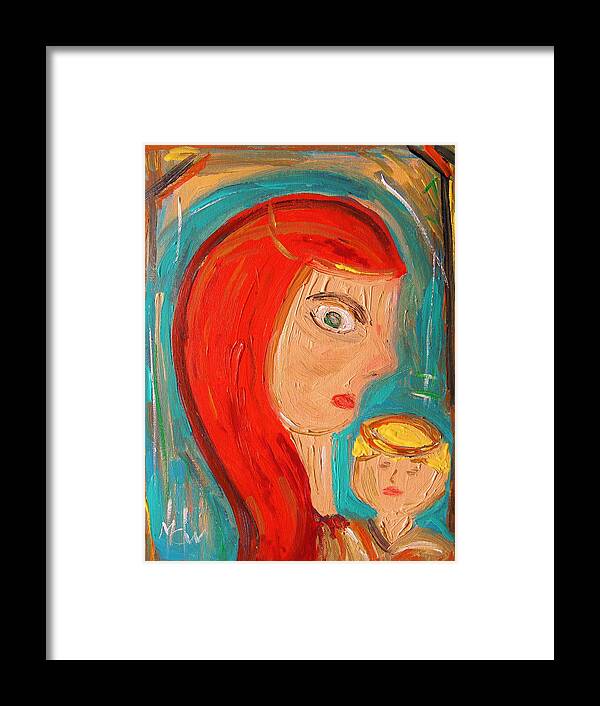 Red Framed Print featuring the painting Red Madonna by Mary Carol Williams