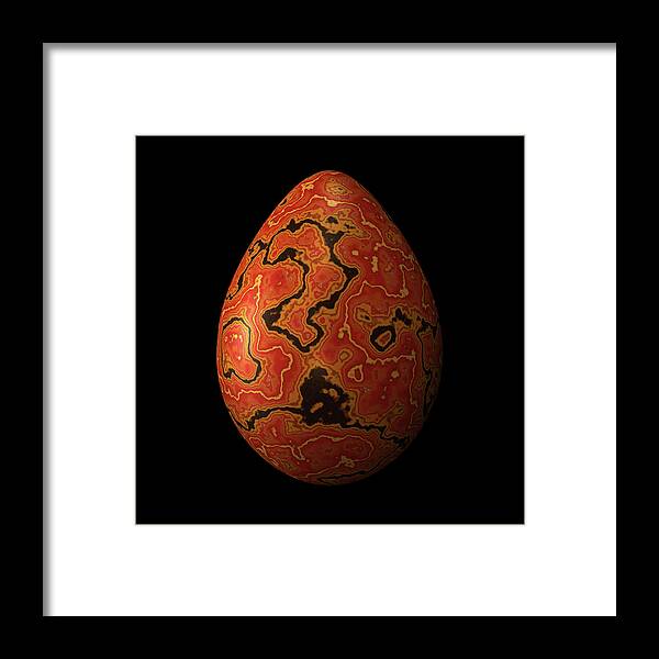 Series Framed Print featuring the digital art Red Marbled Easter Egg by Hakon Soreide