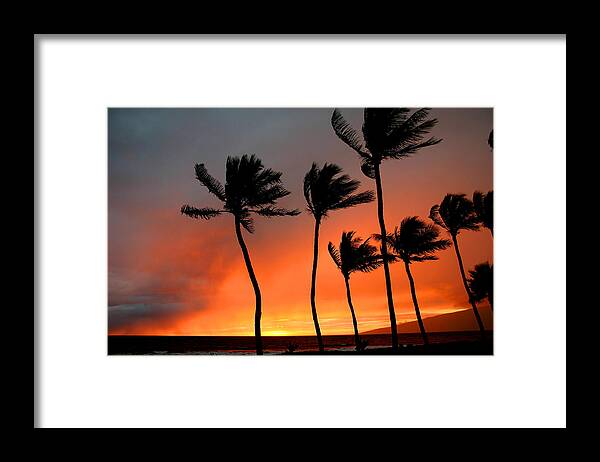 Maui Framed Print featuring the photograph Red Maui sunset Hawaii by Pierre Leclerc Photography