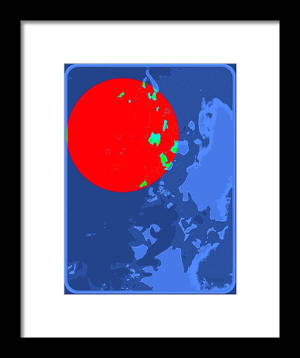 Red Framed Print featuring the digital art Red Moon by Lessandra Grimley