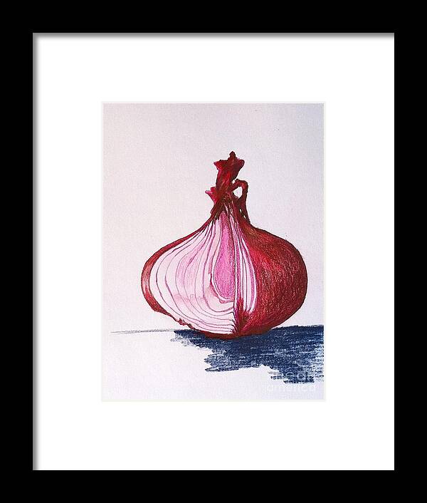 Food Framed Print featuring the drawing Red Onion by Sheron Petrie