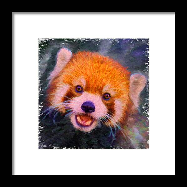 Red Panda Cub Framed Print featuring the digital art Red Panda Cub by Caito Junqueira