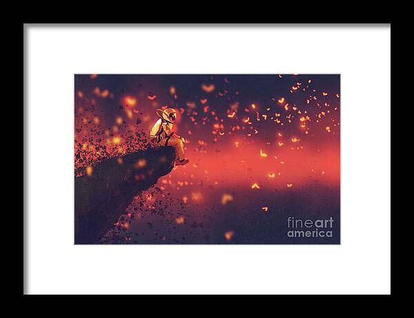 Acrylic Framed Print featuring the painting Red planet by Tithi Luadthong