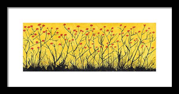 Red Flowers Framed Print featuring the painting Red Poppies by Sumit Mehndiratta