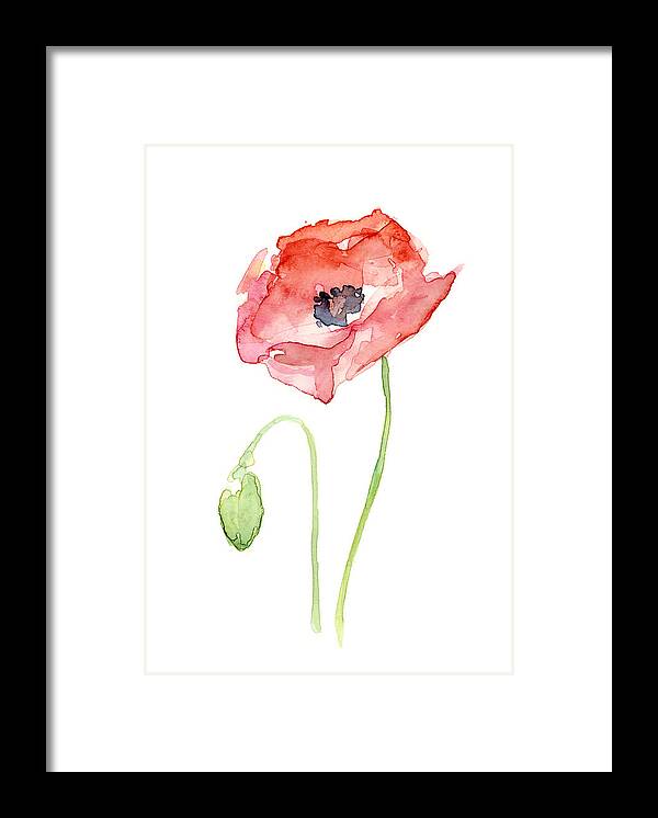 Poppy Framed Print featuring the painting Red Poppy by Olga Shvartsur