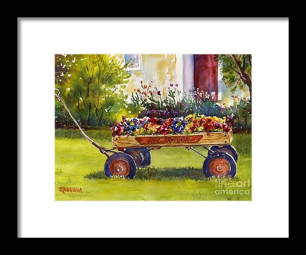 Landscape Framed Print featuring the painting Red Racer by Joyce Guariglia