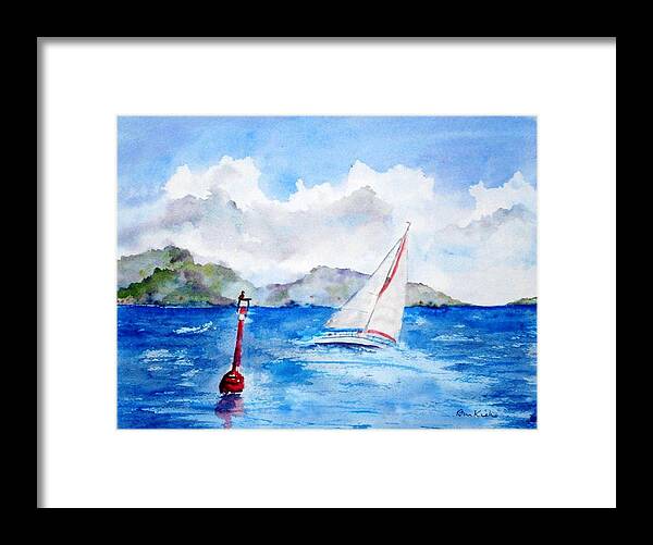 Sailing Framed Print featuring the painting Red Right Returning by Diane Kirk