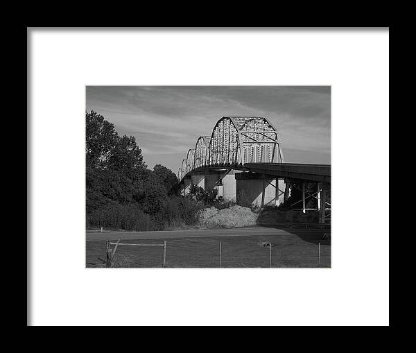 Landscape Framed Print featuring the pyrography Red River Bridge by Jerry Connally