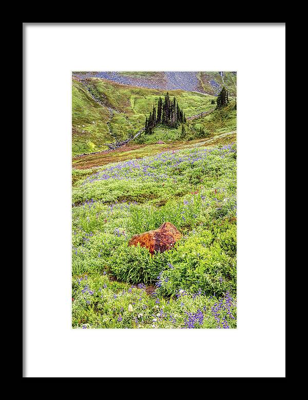Red Rock Framed Print featuring the photograph Red Rock of Rainier by Pierre Leclerc Photography