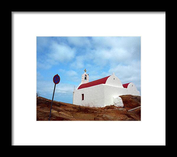 Red Roof Church Framed Print featuring the photograph Red Roof Church, Mykonos by Coke Mattingly