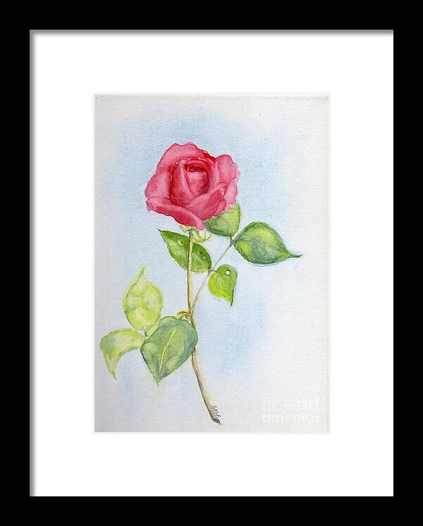 Rose Framed Print featuring the painting Red Rose by Doris Blessington