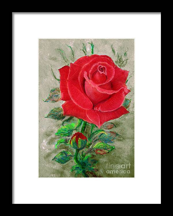 Red Rose Framed Print featuring the painting Red Rose by Jasna Dragun