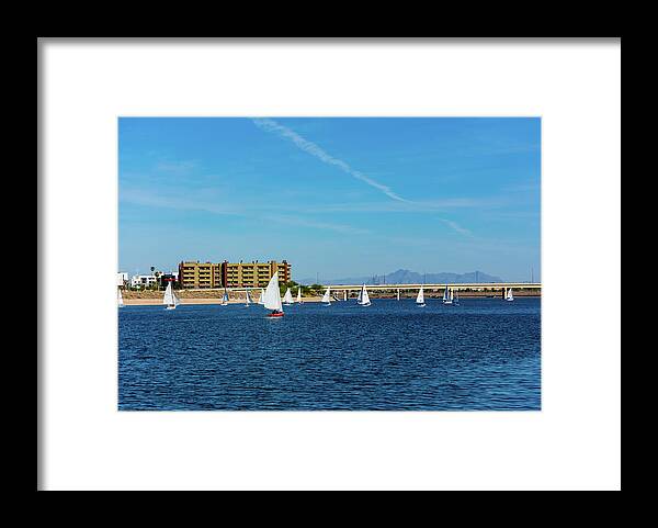 Sailboat Framed Print featuring the photograph Red Sailboat in the Desert by Douglas Killourie