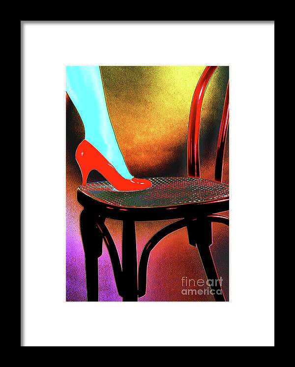 Black Framed Print featuring the photograph Red shoe by Adriano Pecchio