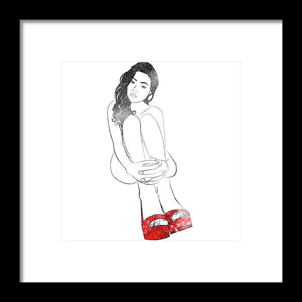 Woman Framed Print featuring the digital art Red Shoes by Stevyn Llewellyn
