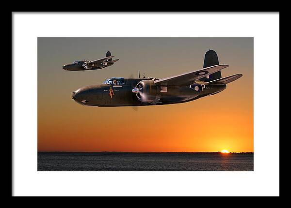 Raaf Framed Print featuring the digital art Red Sky at Morning - RAAF Version by Mark Donoghue