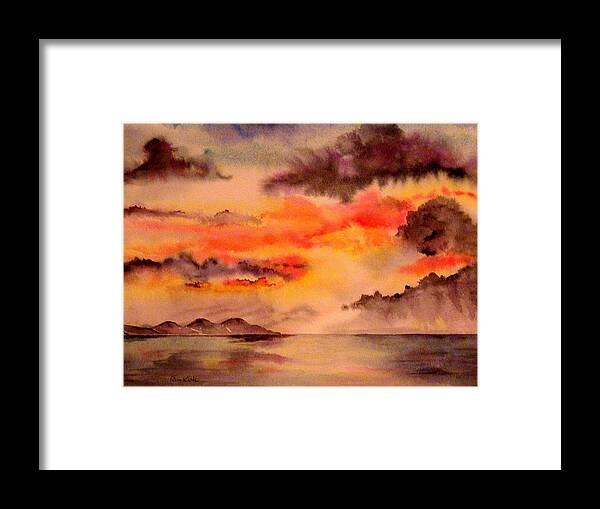 Sunsets Framed Print featuring the painting Red Sky at Night by Diane Kirk