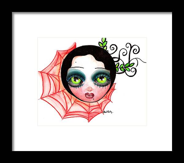 Abril Framed Print featuring the painting Red Spider Web by Abril Andrade