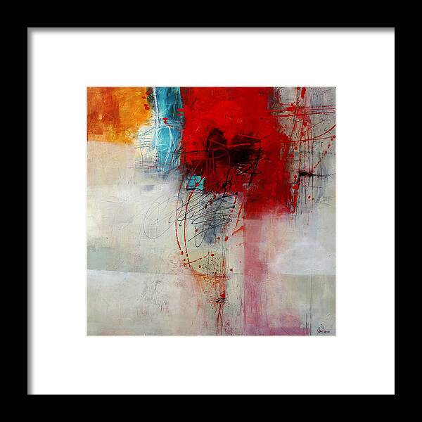 Abstract Art Framed Print featuring the painting Red Splash 1 by Jane Davies