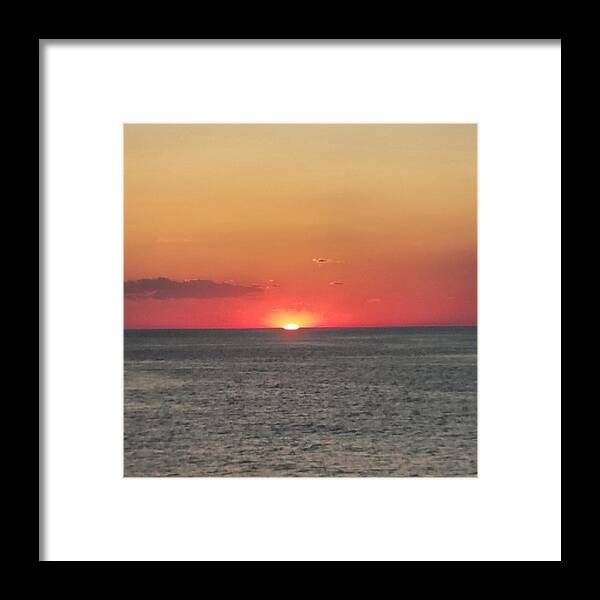Sunset Framed Print featuring the photograph Red Sun Sets Over Ocean by Vic Ritchey