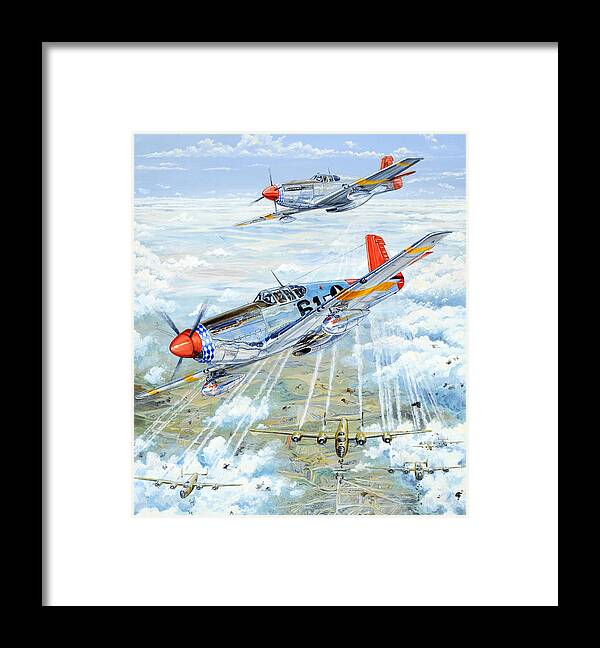 P-51 Framed Print featuring the painting Red Tail 61 by Charles Taylor