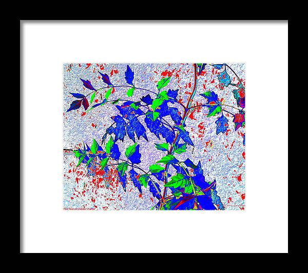 Flower Framed Print featuring the digital art Red Tears of Climate Change by Larry Beat