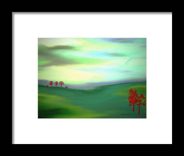 Surreal Framed Print featuring the painting Red Trees by Lenore Senior