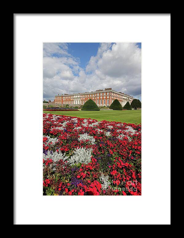 Red White And Blue At Hampton Court Flowers Garden Flower Palace Framed Print featuring the photograph Red white and blue at Hampton Court by Julia Gavin