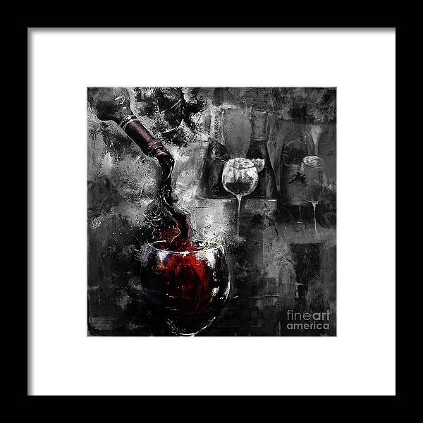 Food Framed Print featuring the painting Red Wine 01 by Gull G