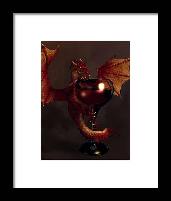 Wine Framed Print featuring the digital art Red Wine Dragon by Daniel Eskridge