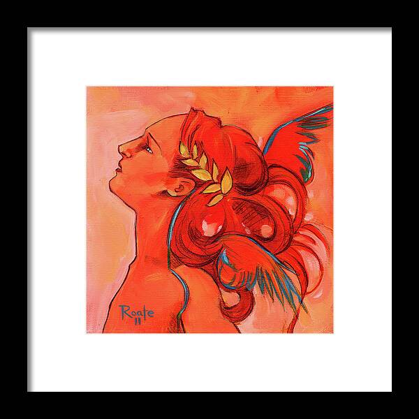 Red Framed Print featuring the painting Red Wing Blue Wing by Jacqueline Hudson