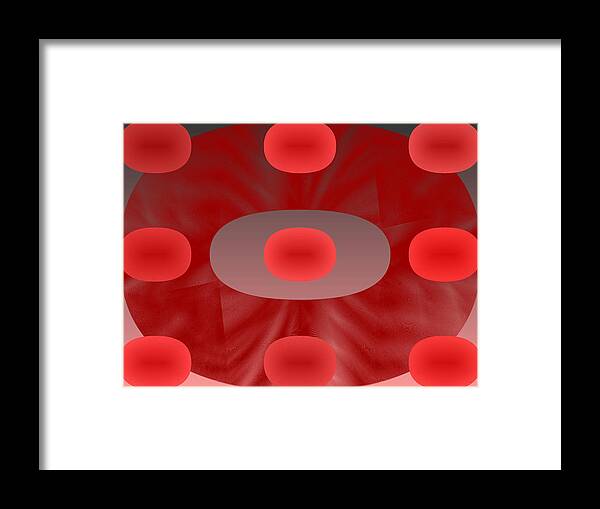 Rithmart Abstract Red Organic Random Computer Digital Shapes Abstract Predominantly Red Framed Print featuring the digital art Red.782 by Gareth Lewis