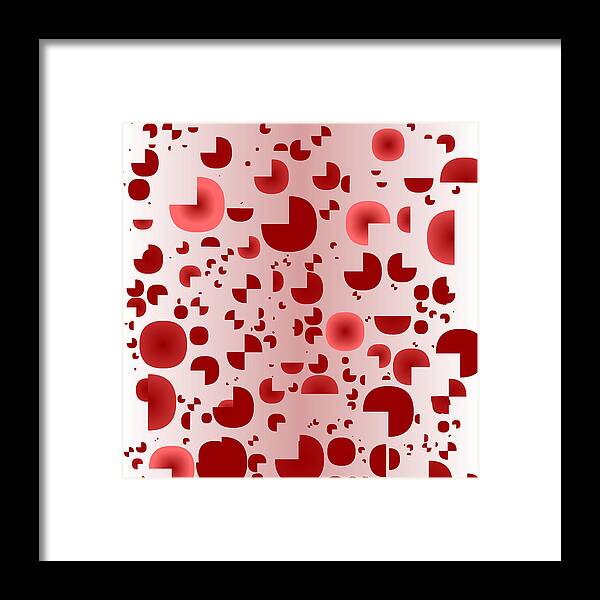 Rithmart Abstract Red Organic Random Computer Digital Shapes Abstract Predominantly Red Framed Print featuring the digital art Red.845 by Gareth Lewis